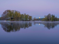 Full Moon setting lake Moraine NY