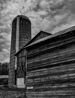 Barn and silo B&W