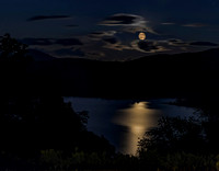 Waning gibbous over Indian Lake