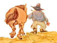 Old farmer and his horse