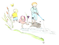 Kids by the stream